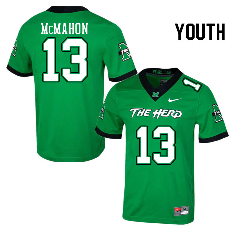Youth #13 T.J. McMahon Marshall Thundering Herd College Football Jerseys Stitched Sale-Green